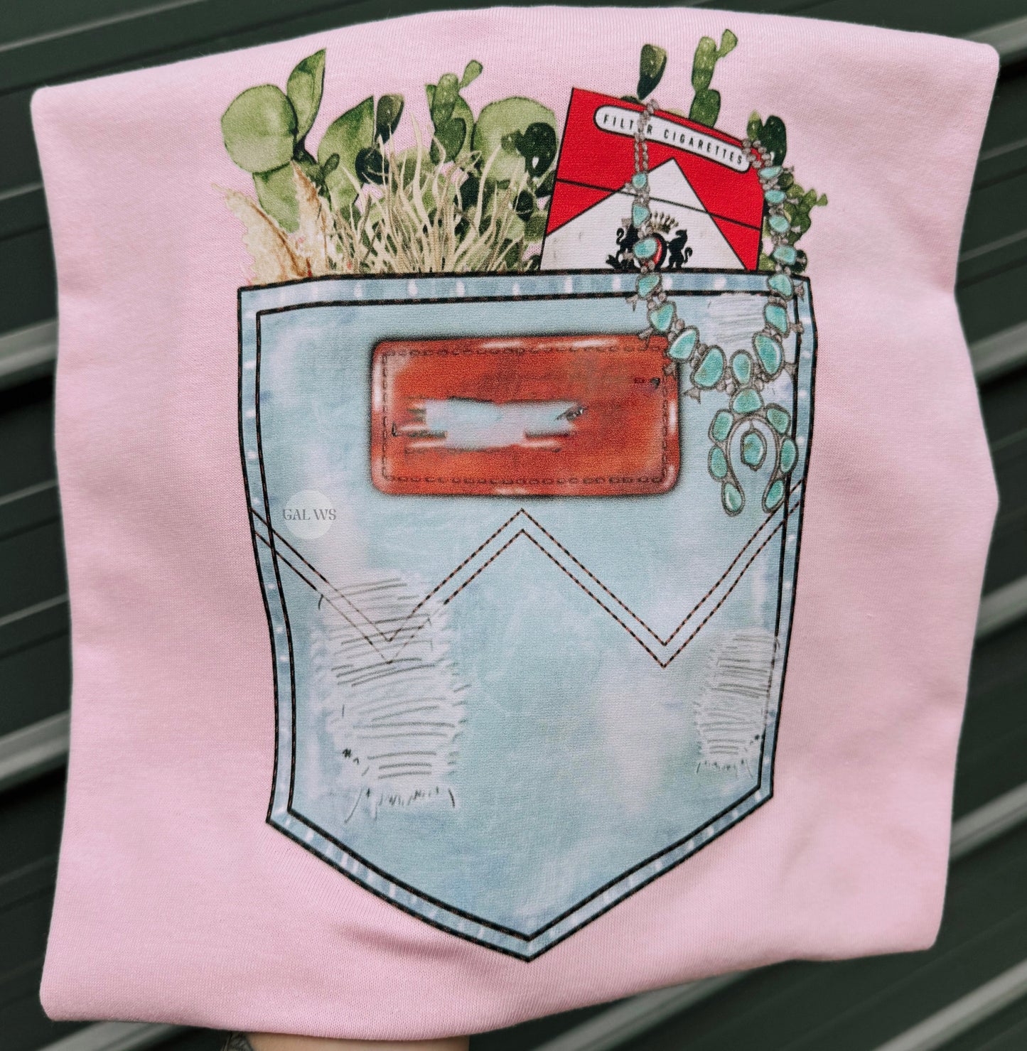 Jean pocket with patch tee or sweatshirt