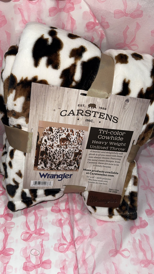 Cow print wrangler blanket