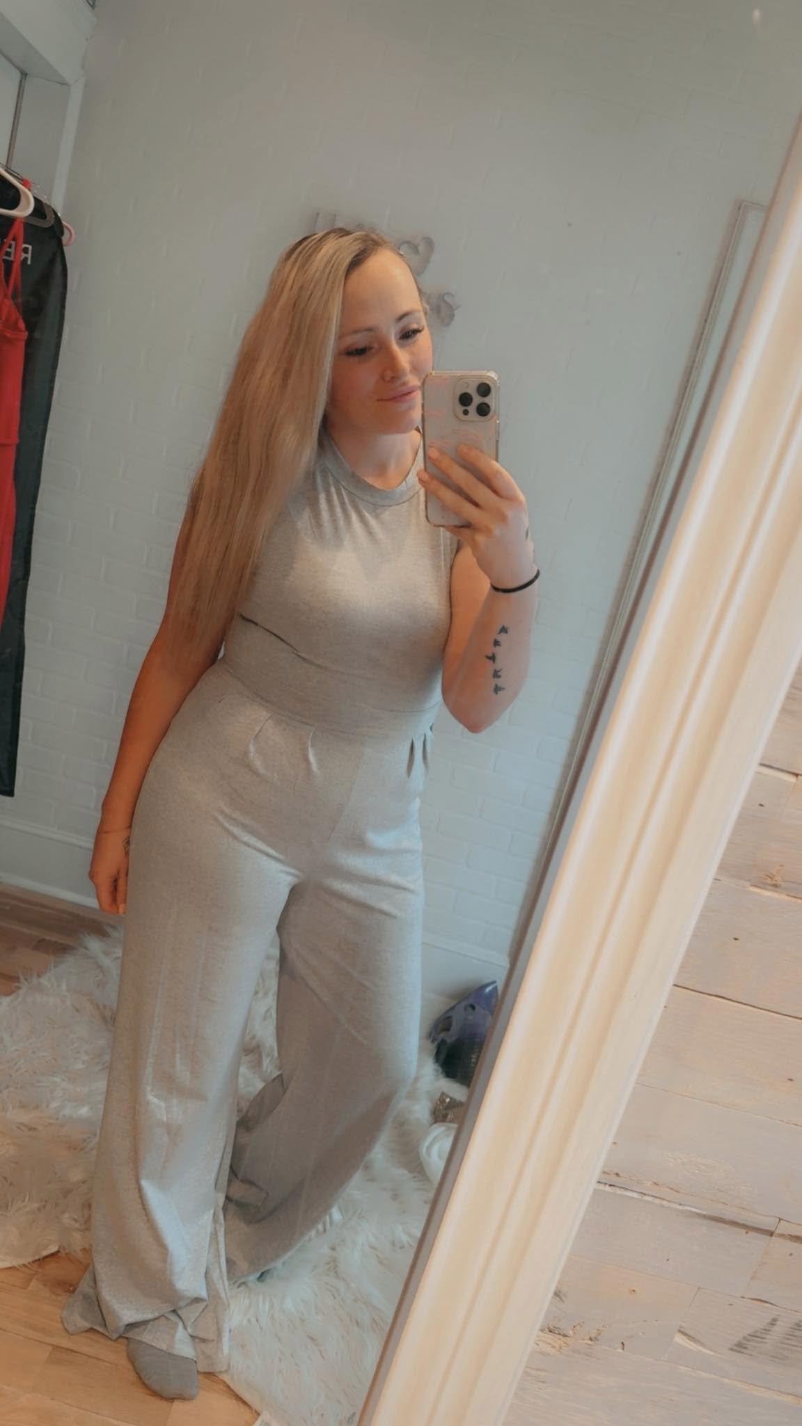 Wide leg casual tank jumpsuit: GRAY